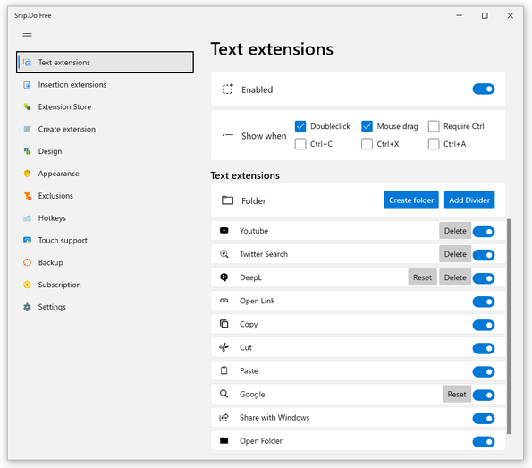 Text extensions