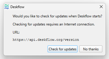 Would you like to check for updates when Deskflow starts?