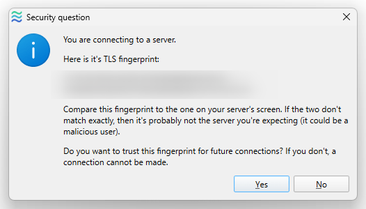 You are connecting to a server. Here is it's TLS fingerprint