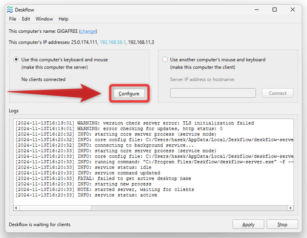 「Configure」ボタンをクリックする