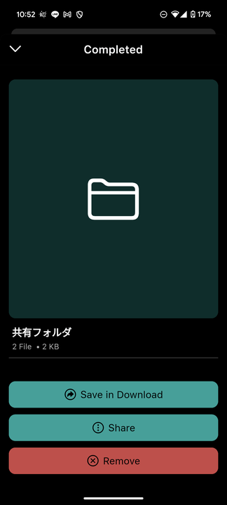 「Save in Download」ボタンをタップする