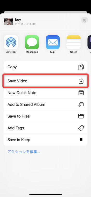 動画は「Save Video」から保存することも可能