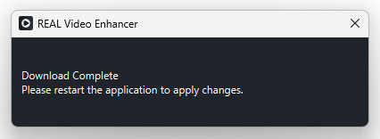 Please restart the application to apply changes.