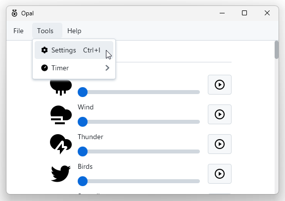 メニューバー上の「Tools」から「Settings」を選択する