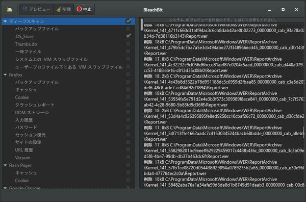 ジャンクファイルの検索中...