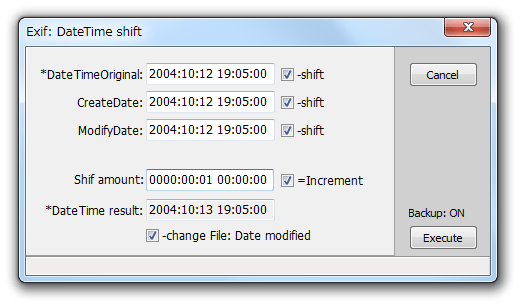 Exif : DateTime shif