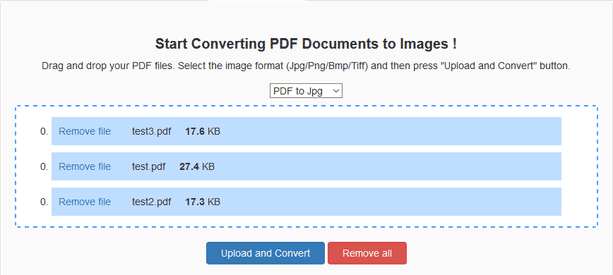 「Drop files here or click to upload」という部分にファイルをドロップする